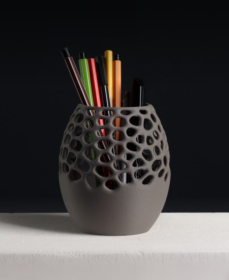 Voronoi Pencil Holder Cup, Office Desk Organizer 3d model