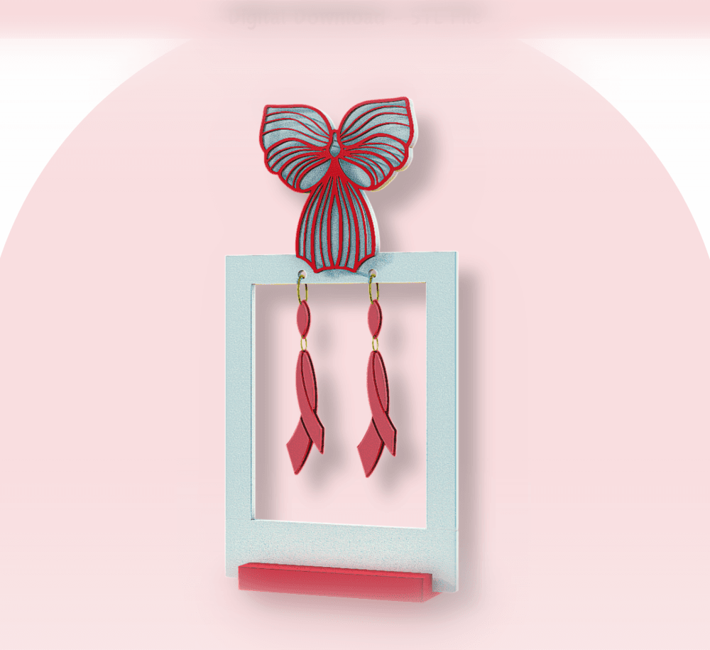 Minimalist Bow Earring Stand – STL File for 3D Printing 3d model