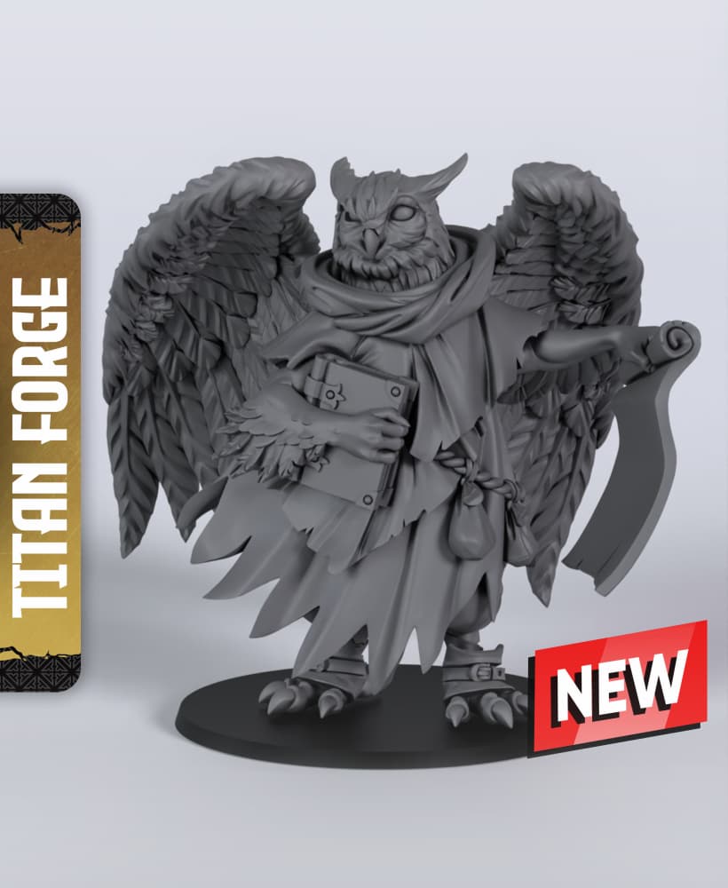 Owl Male Wizard - With Free Dragon Warhammer - 5e DnD Inspired for RPG and Wargamers 3d model