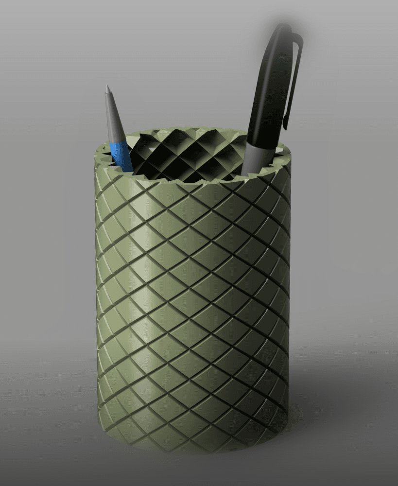 Knurled Pen Cup 3d model