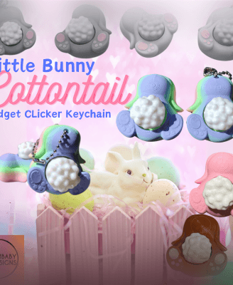 Little Bunny Cottontail Clicker Fidget and Keychain 3d model