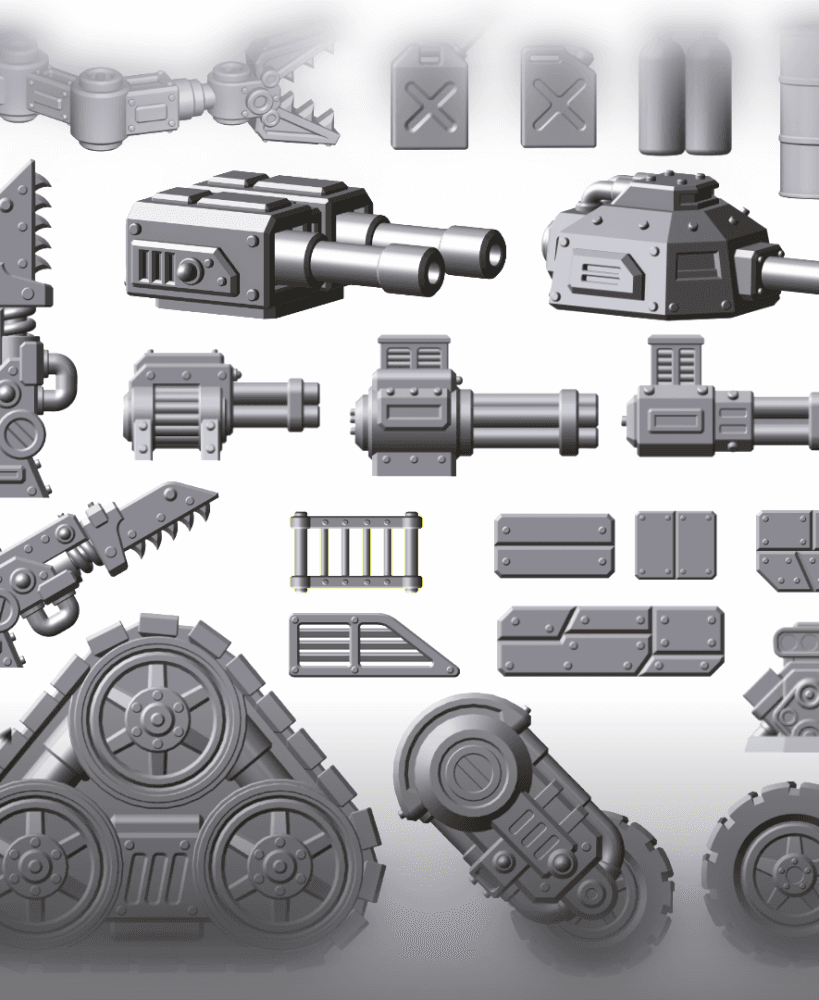 1:64 Scale Battle Car Kitbashing Tabletop Bits 3d model