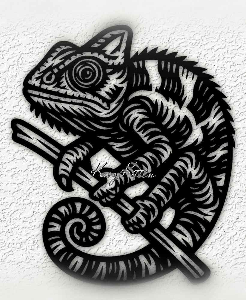 chameleon lizard 6 wall art home decor 3d model