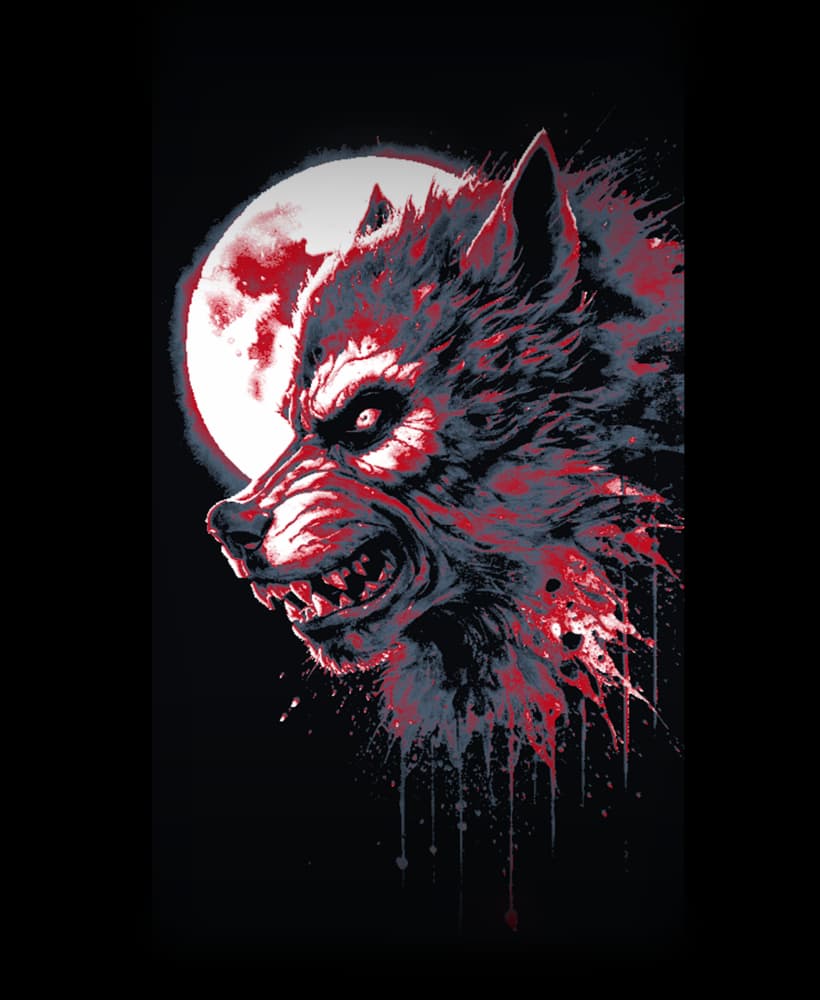 The werewolf of the Blood Moon - Wall Art - Hueforge 3d model
