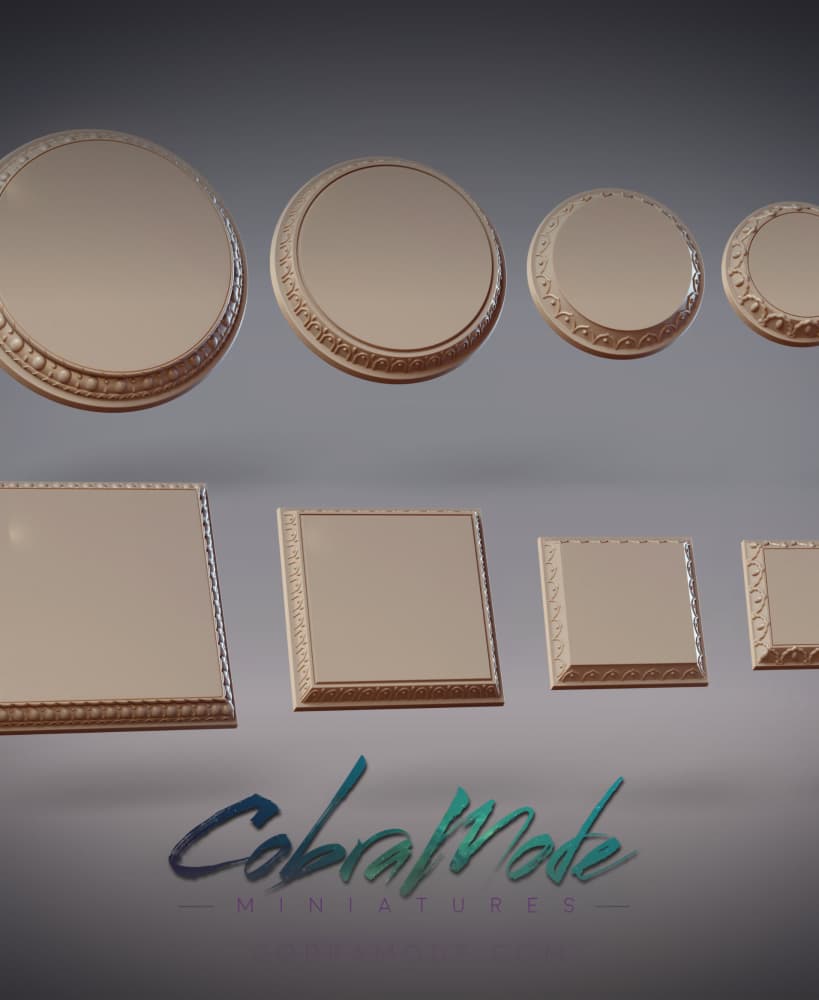 Gilded Platform Base Pack (8pcs) - Round and Square Versions 3d model