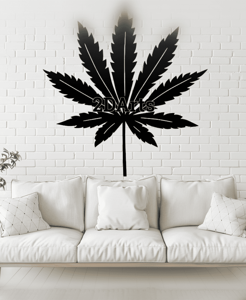 Cannabis Leaf 2D Wall Art/Window Art - Digital STL & SVG Files for 3D Printing and Laser Cutting 3d model
