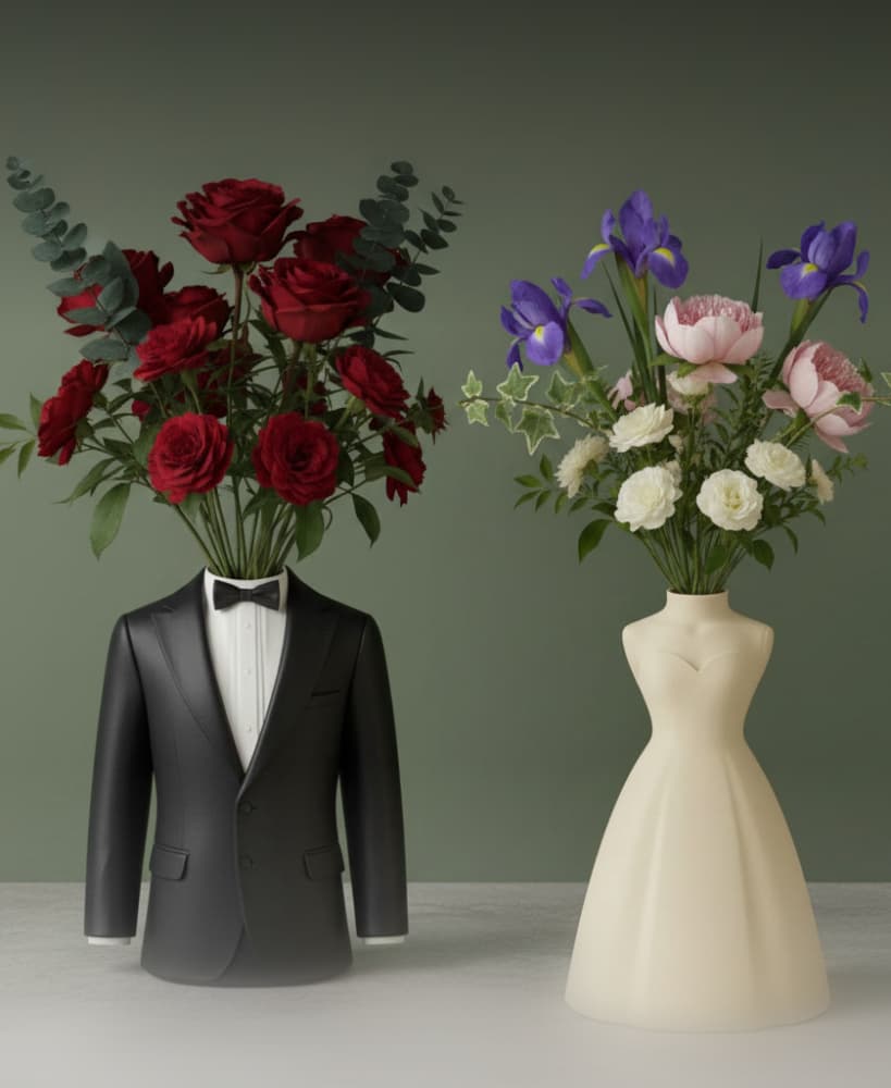 Romantic Couple Vase Set – Bride & Groom 3D Printable STL 3d model