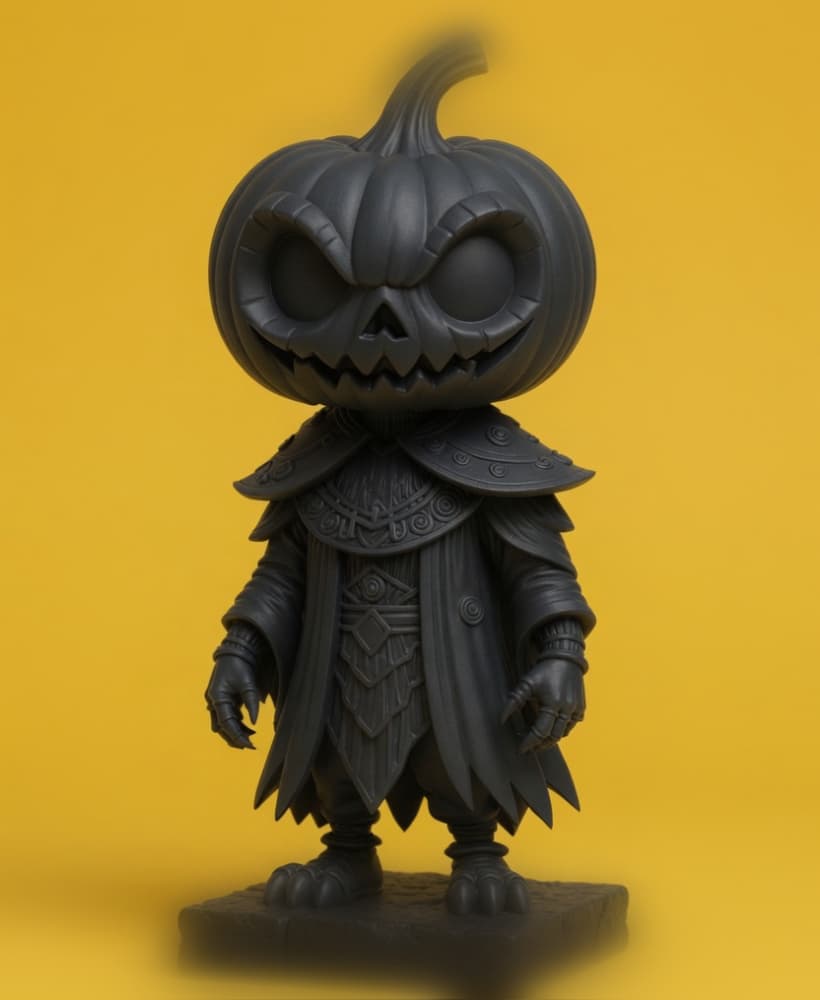 Pumpkin Head Warrior Figurine – 3D Printable Halloween Fantasy Character 3d model