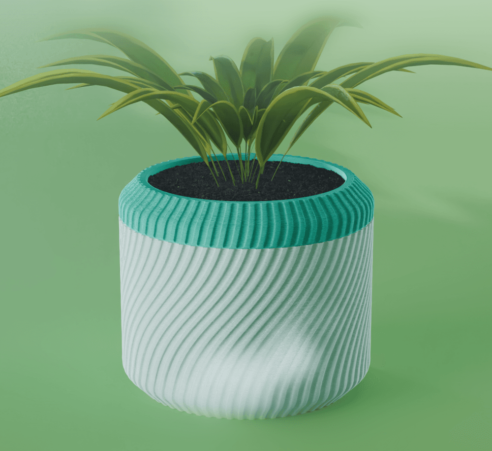 Nami Planter Pot, Striped Bezier | Small, Medium, Large | Self Watering and Drip Tray 3d model