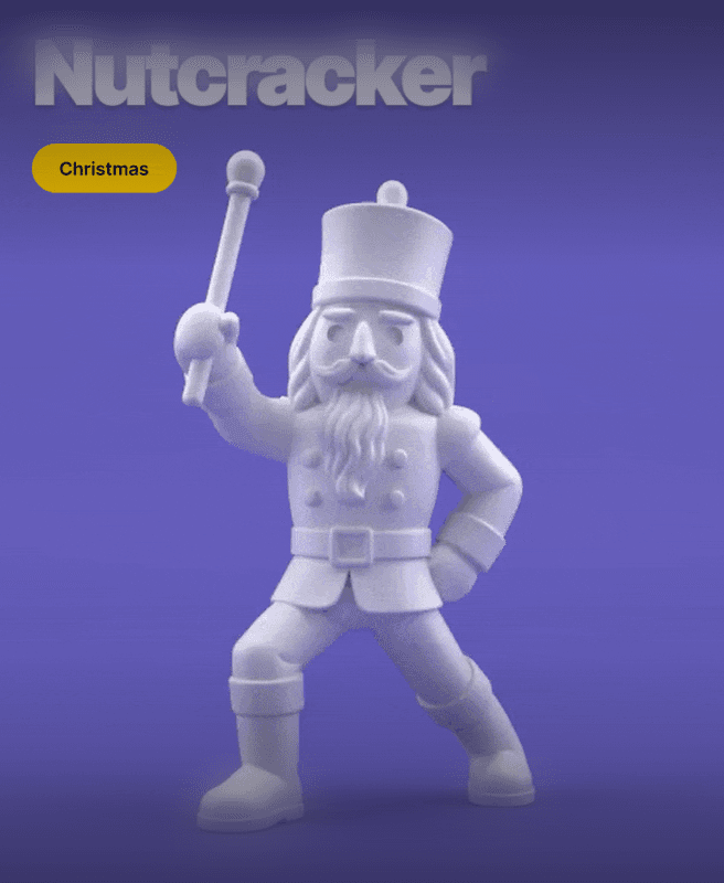 Dynamic Nutcracker Soldier – 3D Printable Christmas Figurine in Action Pose 3d model