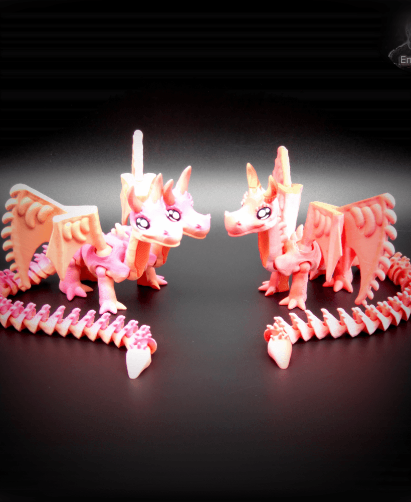 Fire Dragon + 2-Headed Version! - Articulated - No supports - separated Eyes Version 3d model
