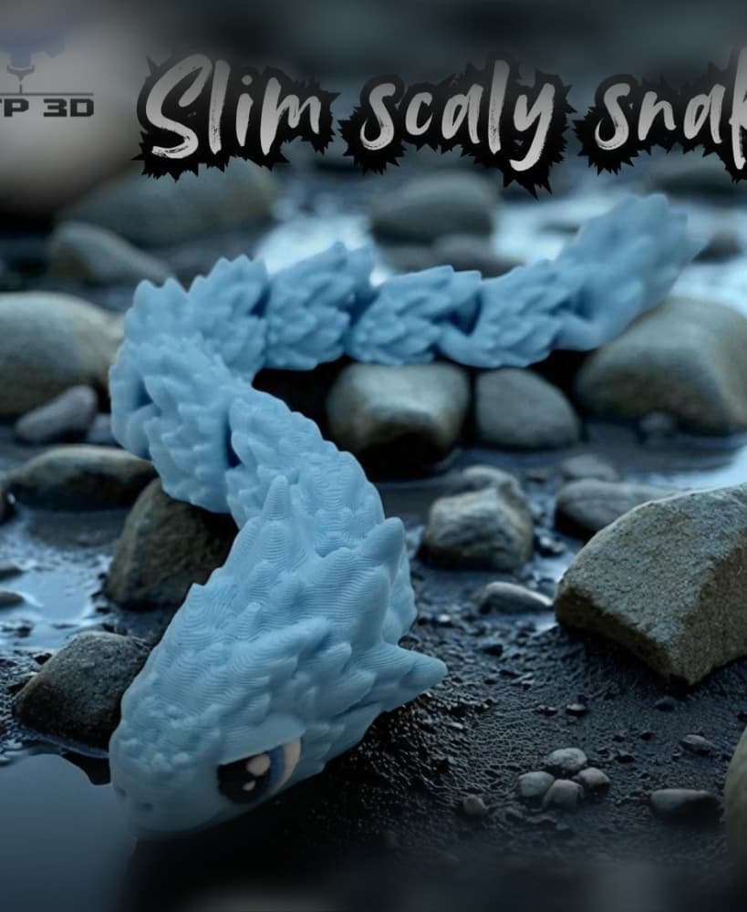 ARTICULATED SLIM SCALY SNAKE MFP3D -NO SUPPORT - PRINT IN PLACE - SENSORY TOY - FIDGET 3d model