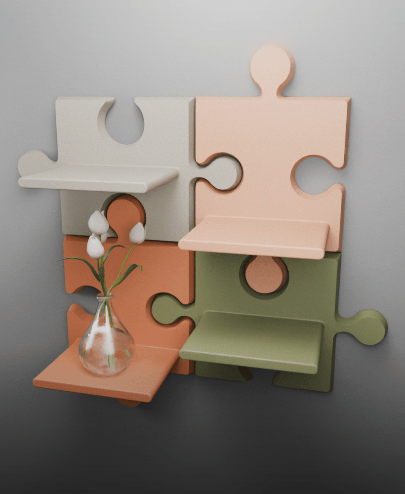 Puzzle Wall Shelf 3d model