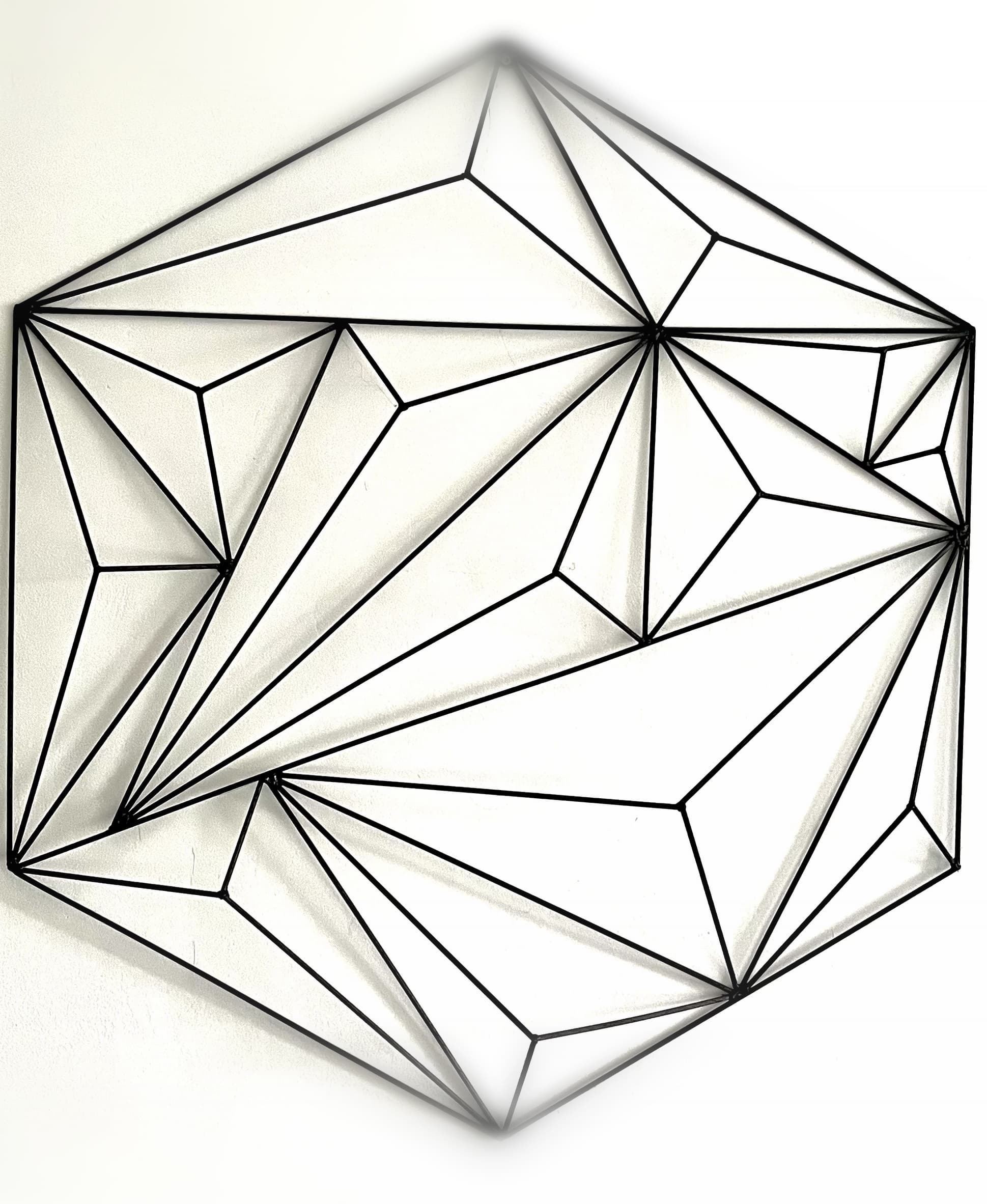 Hexagon lowpoly wall sculpture (wireframe) 3d model