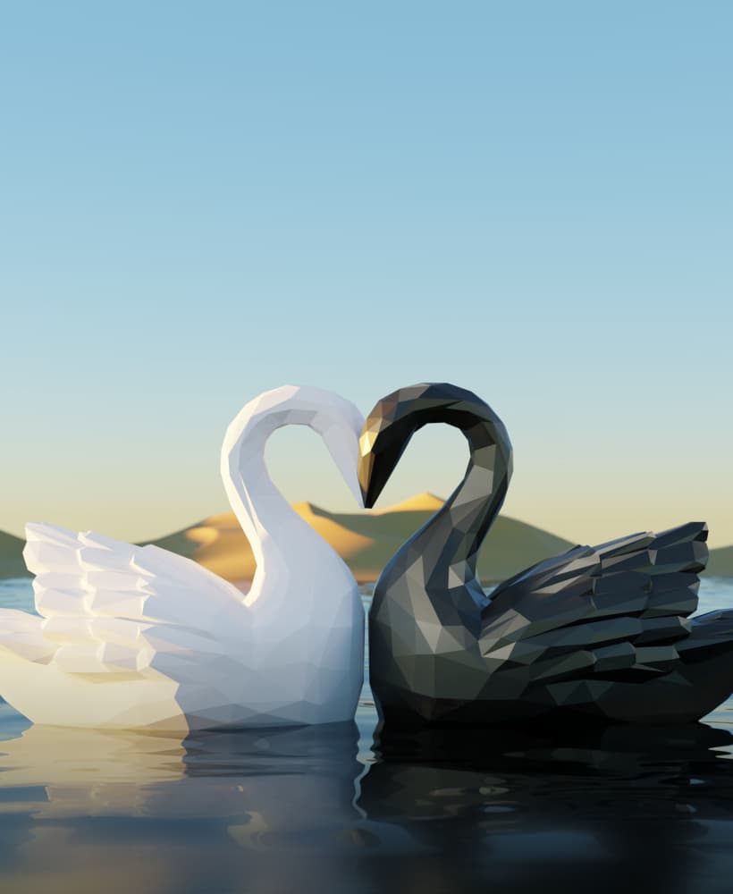 Two nuzzling Swan Valentine - building one heart 3d model