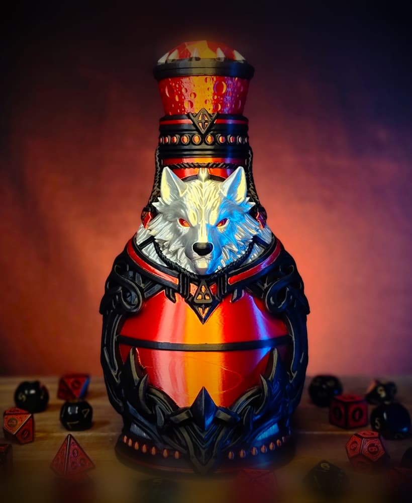 Wolf Blood Potion Bottle Dice Tower With Storage 3d model