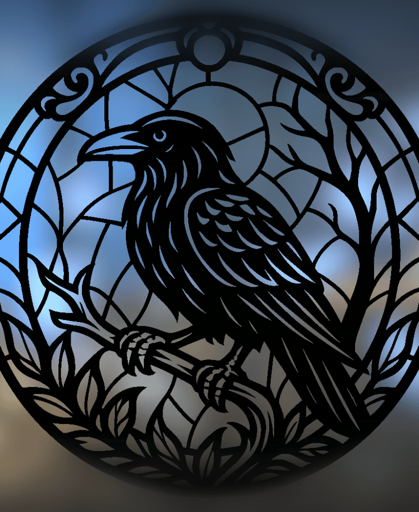 Crow 2D Stained glass art 3d model