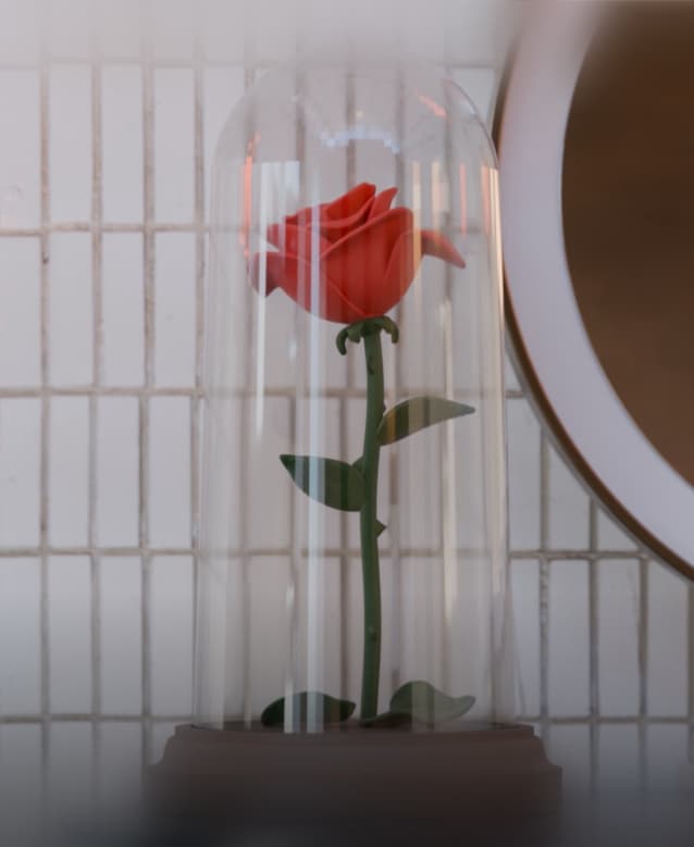 Eternal Rose Under Glass Dome Fairy Tale Sculpture 3d model