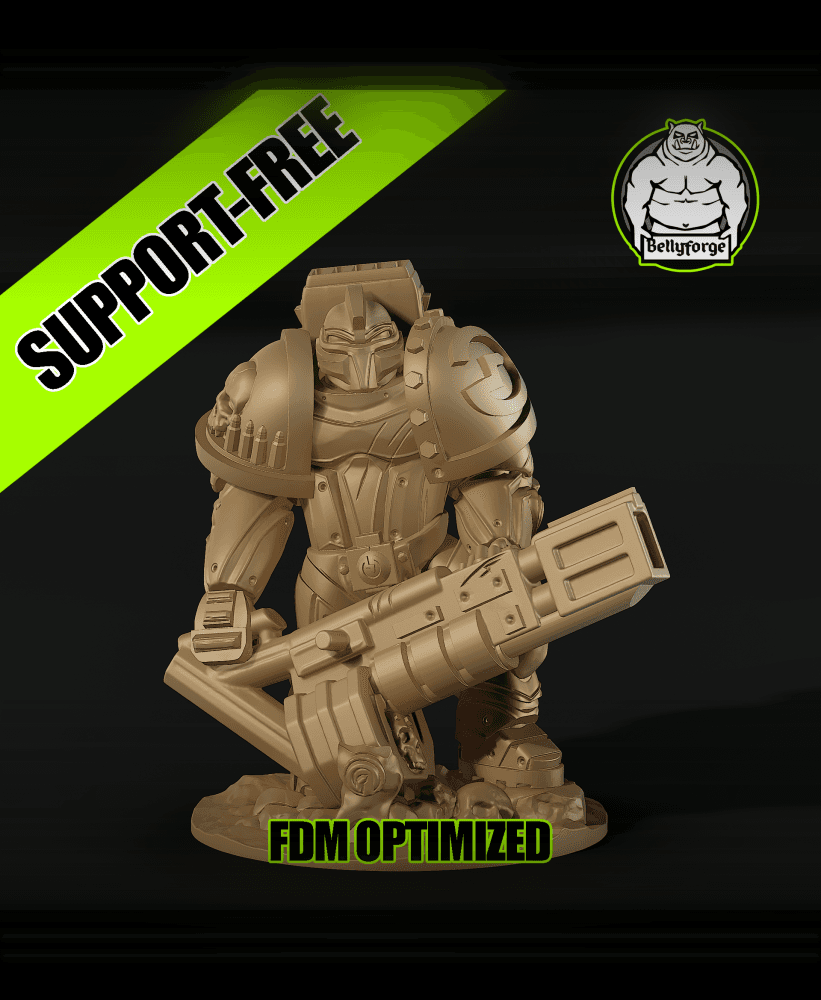 Support-Free FDM | Void Paladins – Plasma Gunner | Sci-Fi Special Weapon Proxy 3d model