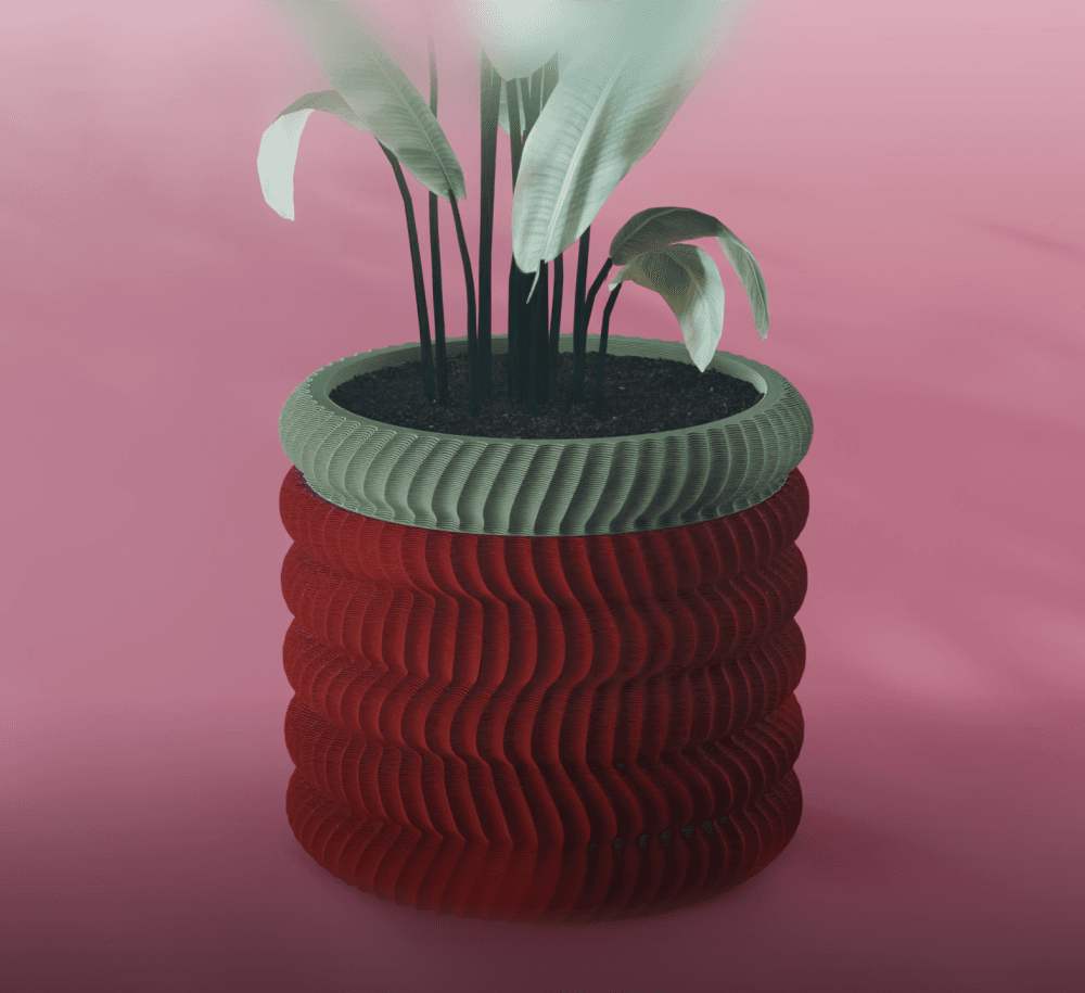 Sora Planter Pot, Scalloped Reverse Sine | Small, Medium, Large | Self Watering and Drip Tray 3d model