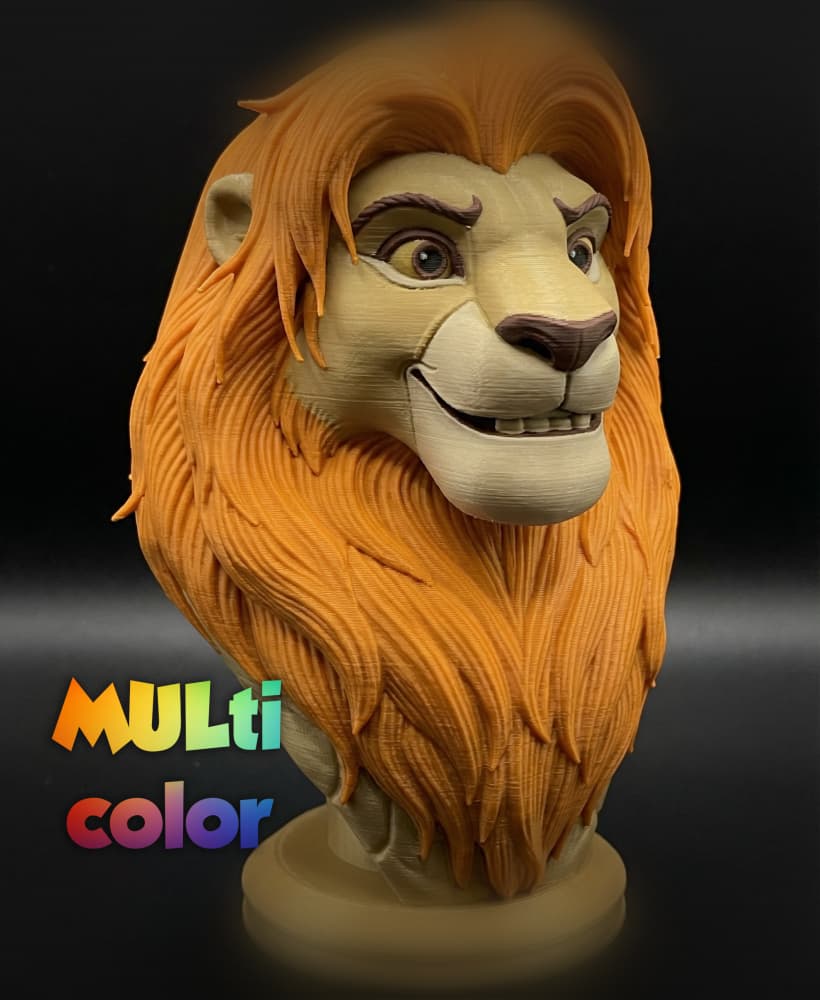 Simba Lion King Bust | Majestic Lion Sculpture | Stylized Animal 3D Print | Multi-Color 3d model