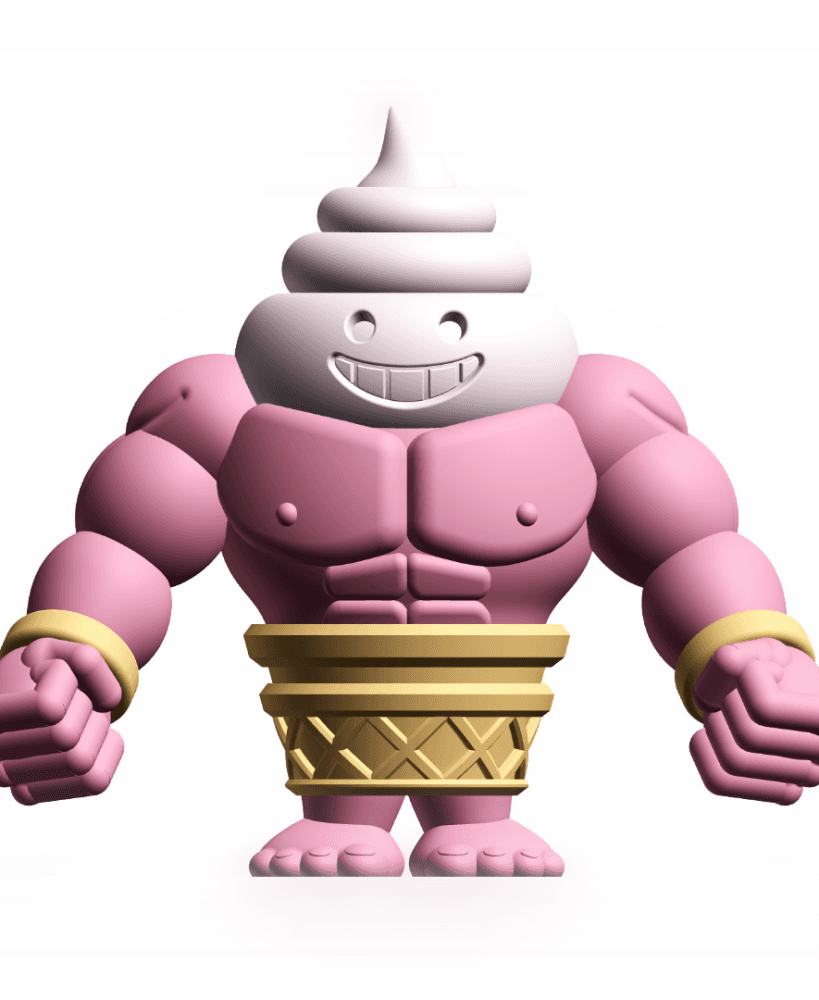 Gashapon Gang Big Softee Figure – Muscular Ice Cream Cone Capsule Toy 3d model