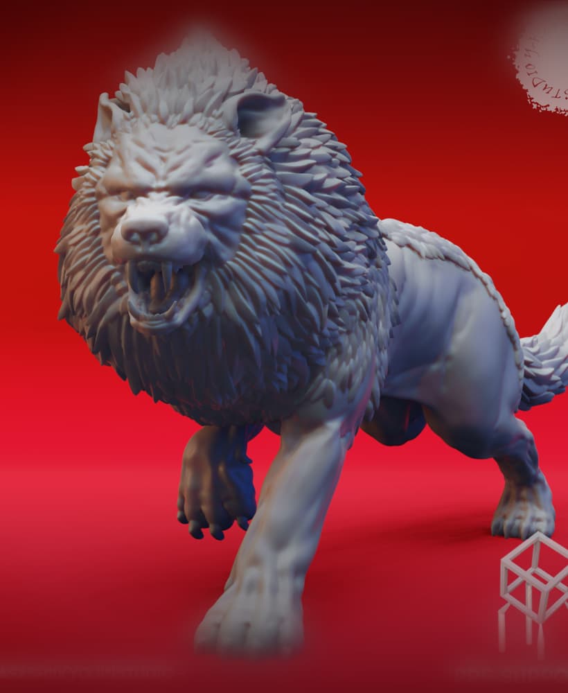 Charging Dire Wolf - Tabletop Miniature (Pre-Supported) 3d model