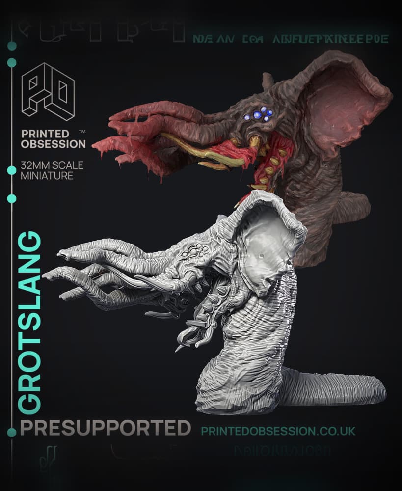 Grotslang - Large Creature - Cryptids of the Darkwood - PRESUPPORTED - Illustrated and Stats - 32mm 3d model
