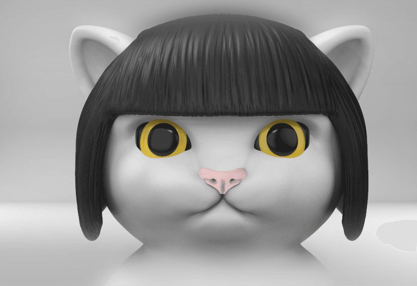 Cat Bangs Wig 3d model