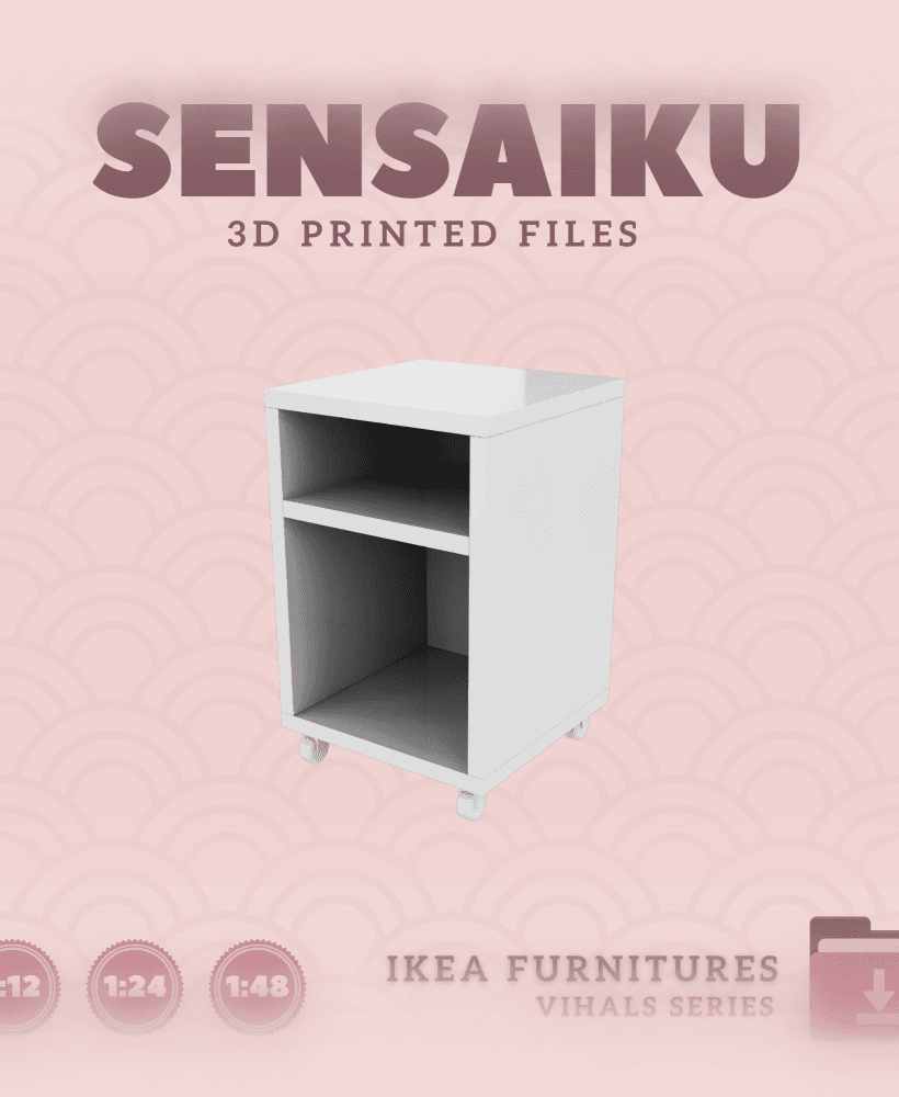 Miniature Replica 10. VIHALS Nightstand for Miniature Dollhouse - IKEA - 3D Print Instant Download 3d model