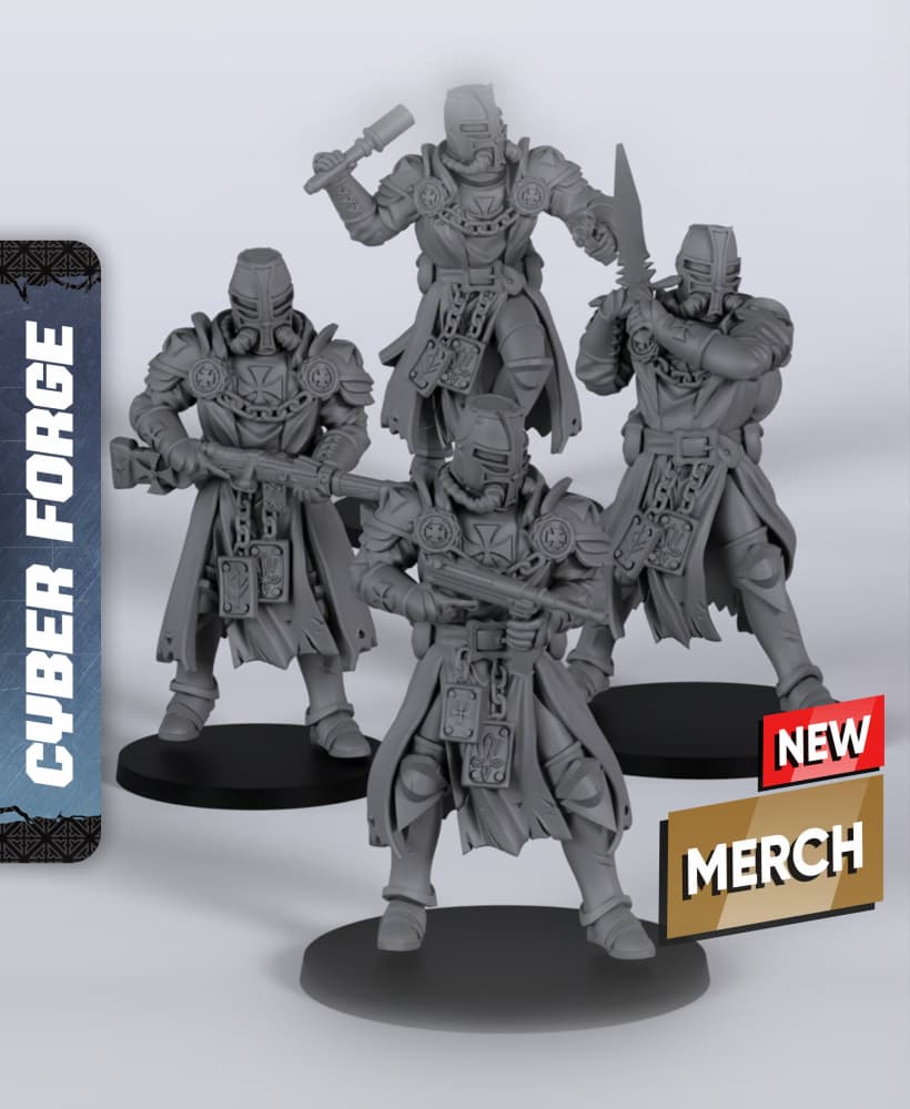 Templars - With Free Cyberpunk Warhammer - 40k Sci-Fi Gift Ideas for RPG and Wargamers 3d model