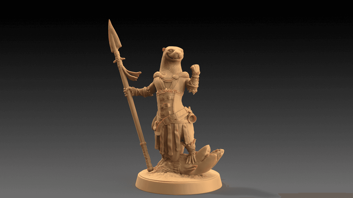 March Critterfolk of Bluewoods Barrow - Pearl, Otter Spearmaster, 25mm base.png