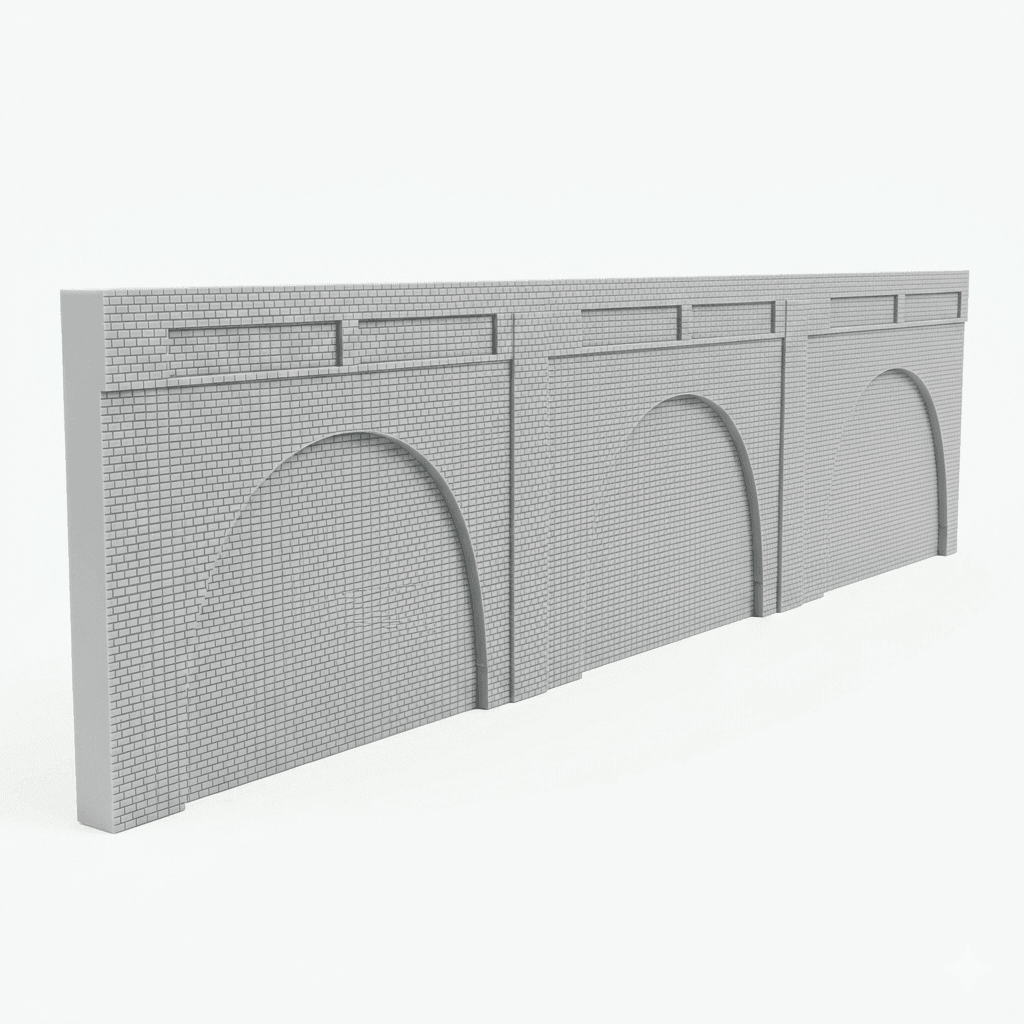 OO Gauge Brick Arch Retaining Wall 3d model