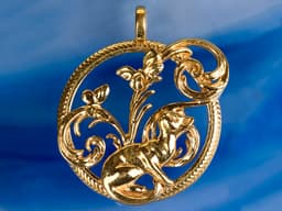 Cat and Butterflies Swedish Kurbits Dala Folk Art Necklace Pendant Gift 3d model