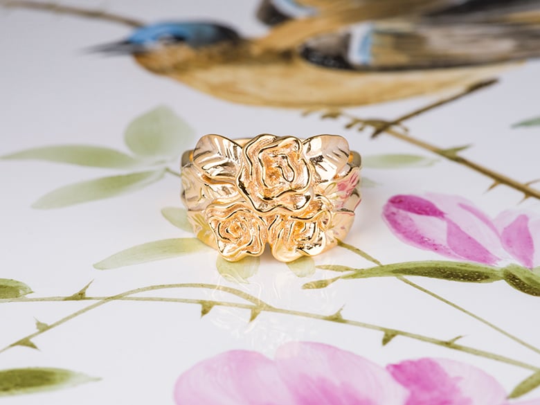 Three Roses Ring Size 7 Inspired by Nature & the Virgin Mary Rosa Mystica 3d model