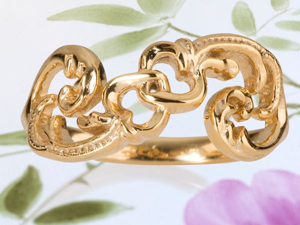 Two Hearts Love Grows Swedish Dalarna Kurbits Ring Size 8 3d model