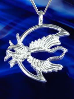 Free Spirit Flying Phoenix Bird Moon Necklace Pendant Jewelry Gift 3d model
