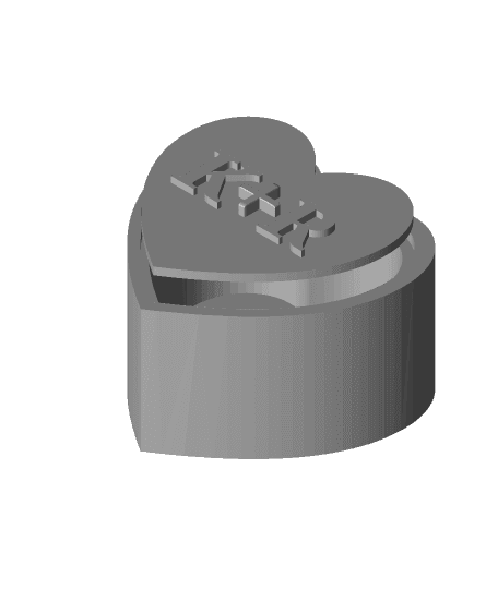 Remix of Initials Simple Heart Box with Lid Remix "K+R" by charles131 full viewable 3d model