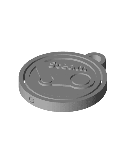 Steam™ logo inspired keychain - rotating round - Print in place by mhvant full viewable 3d model