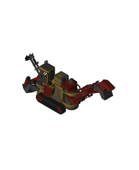 Yellow Sugarcane Harvester With Movements 3d model