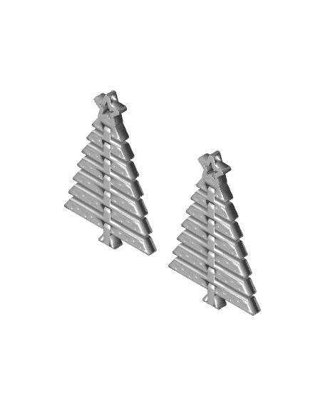 AMS Articulated Christmas tree with star outline and ornaments earrings / keychain 3d model
