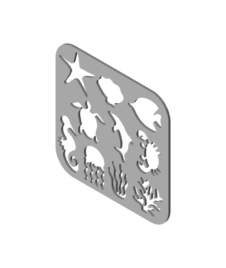 Sea Creatures Stencils - Two sizes 3d model
