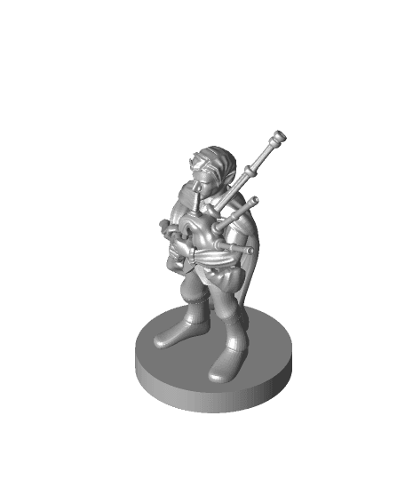 Gnome Male Bard with Bagpipes 3d model