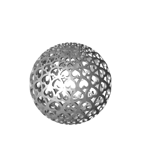 Ornamental Ball of Hearts - Easy Print (Valentines Gift) 3d model