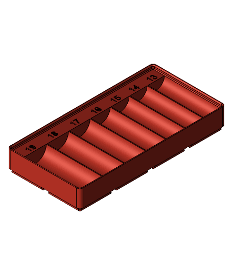 Gridfinity Metric 19-13mm Deep Socket Tray v1.step 3d model