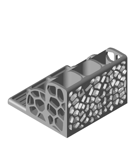 Desk organiser with SD and USB slots with voronoi style pattern 3d model