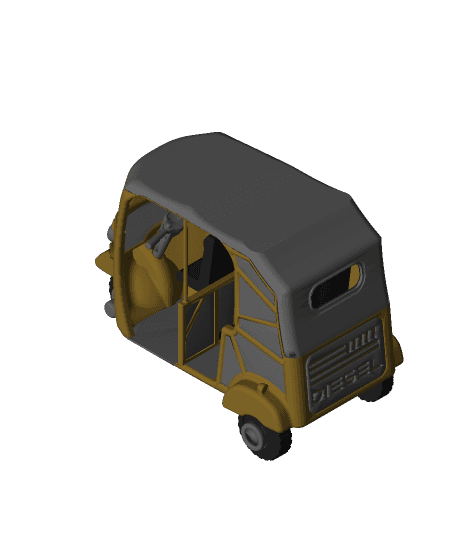 Yellow Tuk-Tuk/ Auto Rickshaw with Movements Version 2 3d model