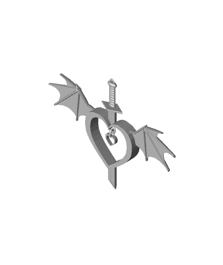 Dragon winged heart pendent 3d model