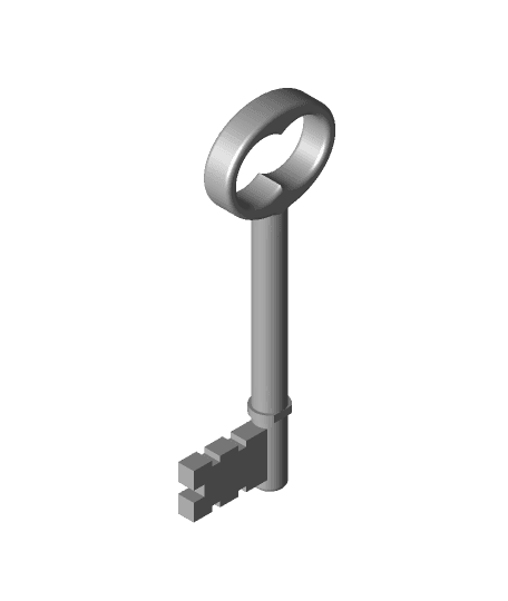 Old fashioned door lock and key 3d model