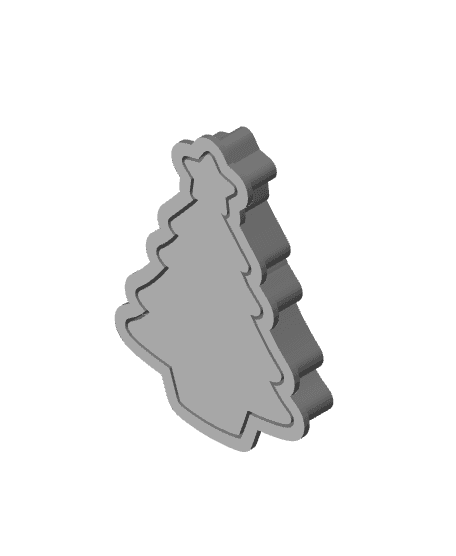 Christmas Tree - Cookie Cutter with Stamp 3d model